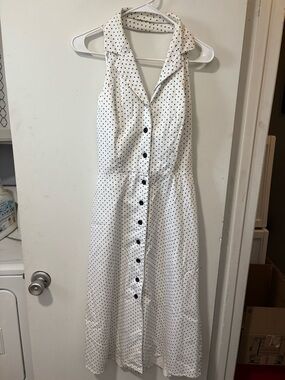 Vintage Julian Taylor Retro Pin Up Button Down Polka Dot Halter Dress Size 10 P